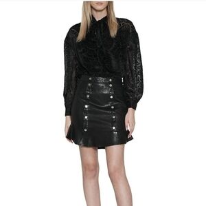 Walter Baker Aurea Black Leather Mini Skirt - Size 6 NWT